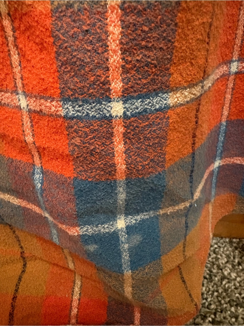 Classic Plaid Button-Down Shirt in Orange, Blue & Brown - Picture 6 of 6